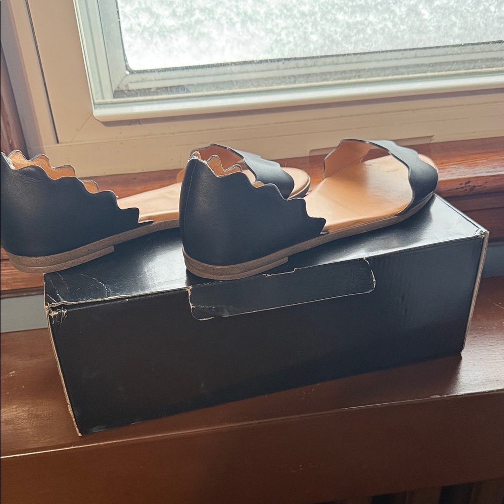 J. Crew Black Scalloped Flats